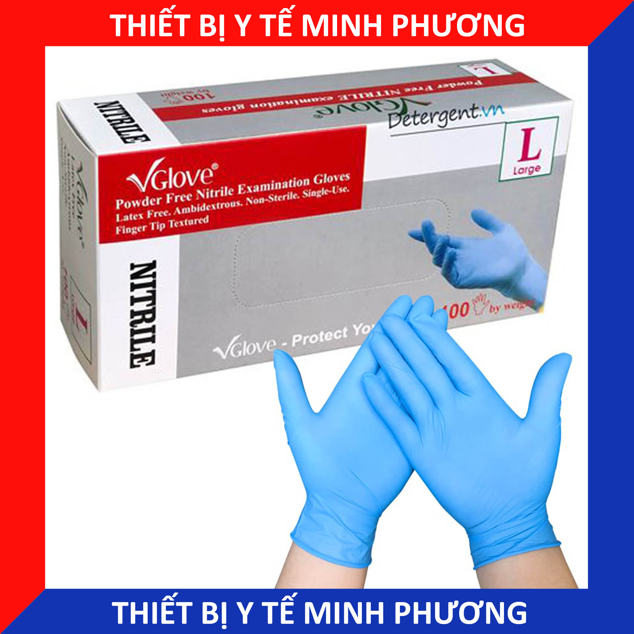 Găng tay y tế VGLOVE Nitrile xanh được làm từ cao su tổng hợp