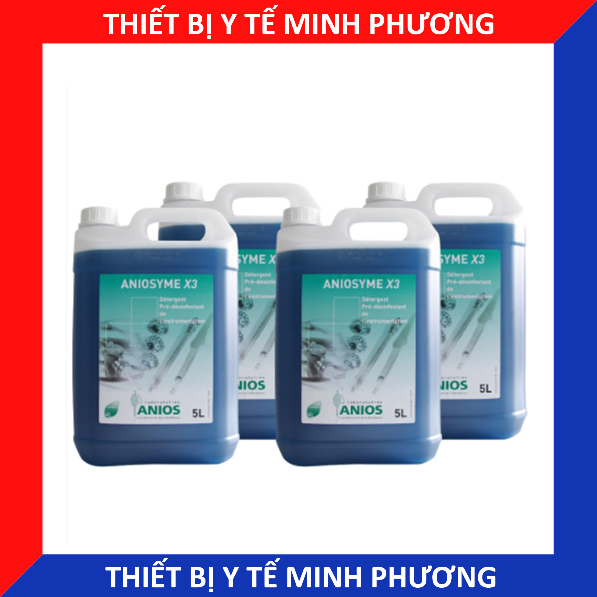 Dung dịch ngâm tẩy dụng cụ y tế Aniosyme X3 cao cấp khử khuẩn nhanh trong 5 phút