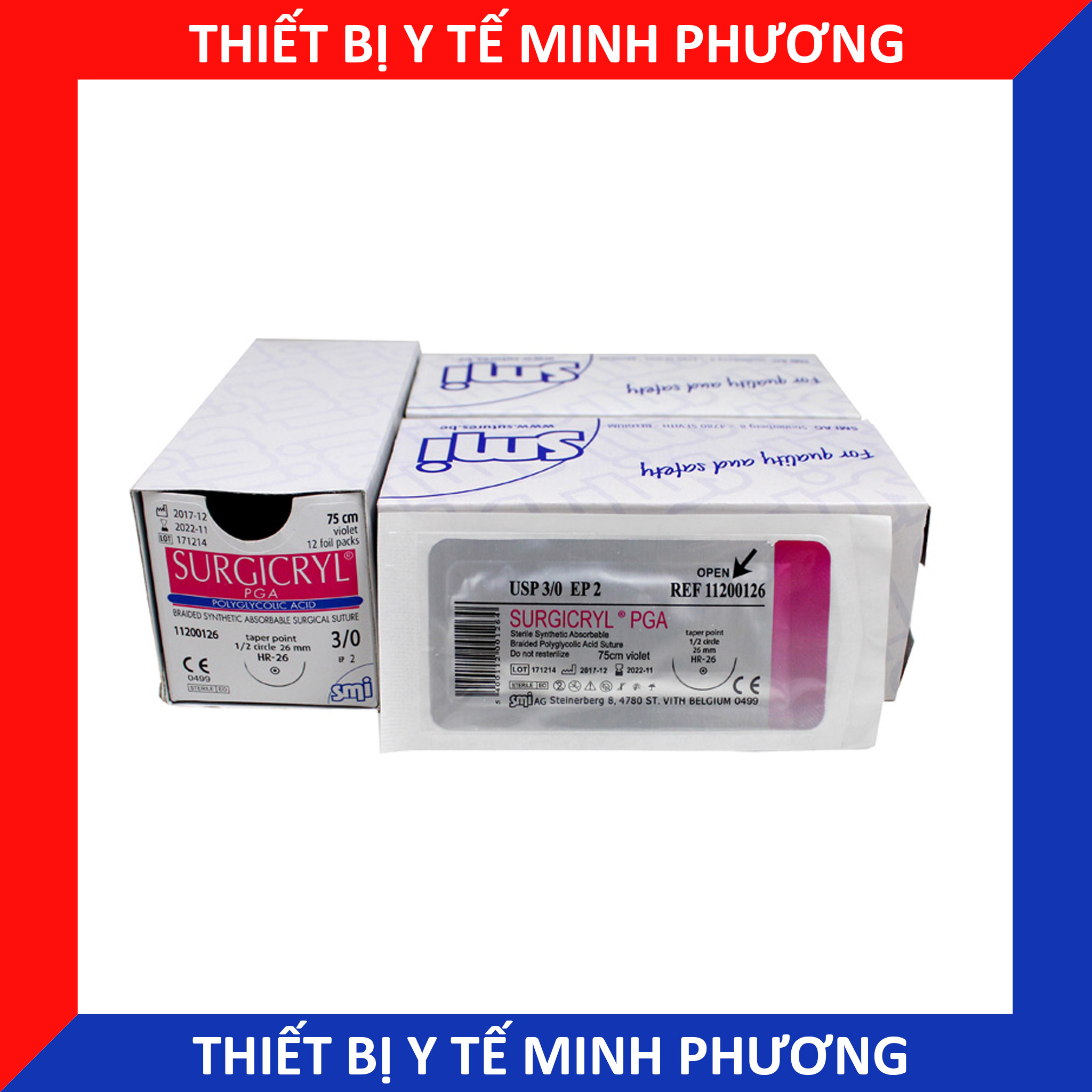 Chỉ khâu tự tiêu đơn sợi SMI Surgicryl các số (Hộp 12 sợi)